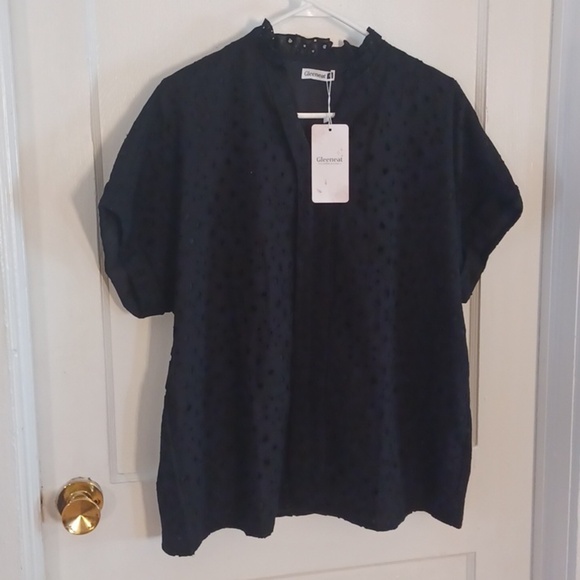 Gleeneat Tops - Charming Black Eyelet Blouse Women's Size Large